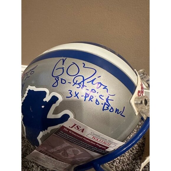 Billy Simms signed autographed Detroit Lions Full Size Replica Helmet JSA - Picture 3 of 8